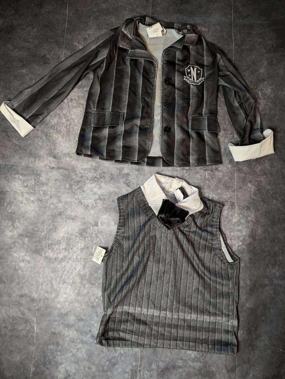 Wednesday Addams Nevermore Academy Uniform Halloween Jacket & Vest Kids M 8-10